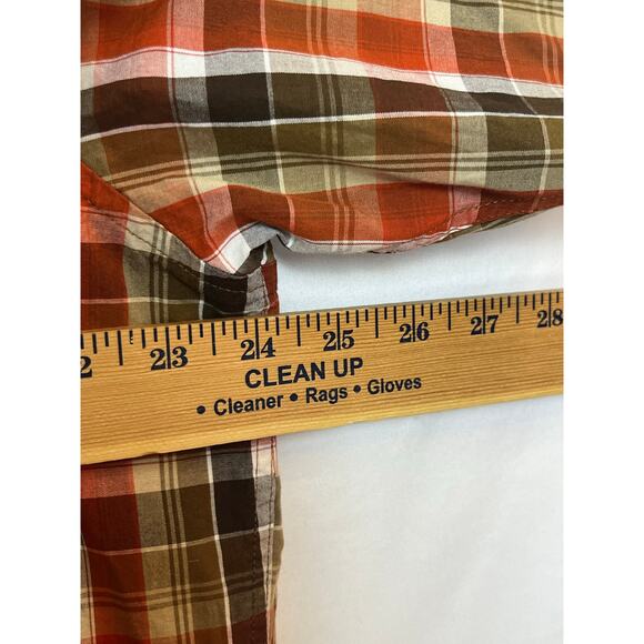 Marmot Mens XL Orange Brown Plaid Short-Sleeve Button-Front Hiking Outdoor Shirt - Picture 5 of 6